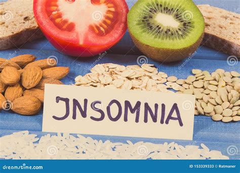 Best Natural Ingredients As Source Melatonin and Tryptophan. Healthy Sleep and Lifestyles Stock ...