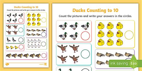 Duck-Themed Count to 10 Activity Sheet - KS1 - Number