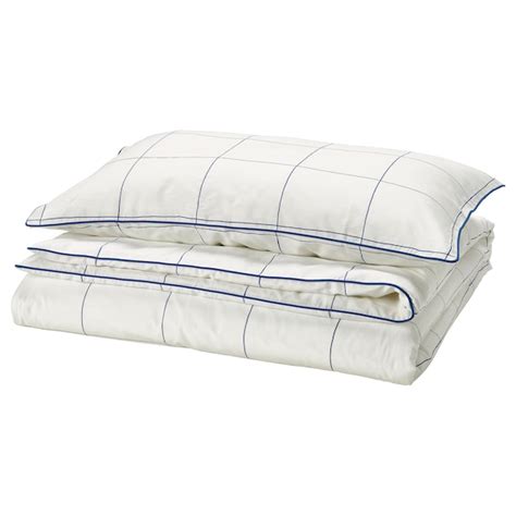 BREDVECKLARE duvet cover and pillowcase, white blue/check, 150x200 ...