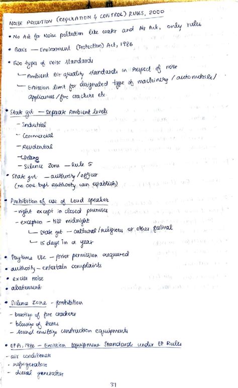 Noise Pollution Regulation and Control: Environment Law Notes - Studocu