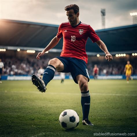 Soccer Player Kicking Ball | Stable Diffusion Online