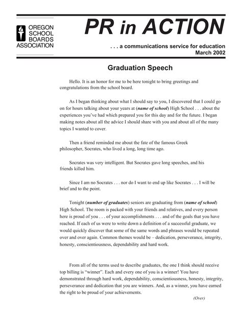 Free Printable Graduation Speech Templates [PDF] For Students