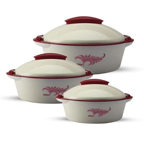 Buy MILTON Crisp DLX Insulated Inner Steel Casserole, Set of 3, (430 ml ...
