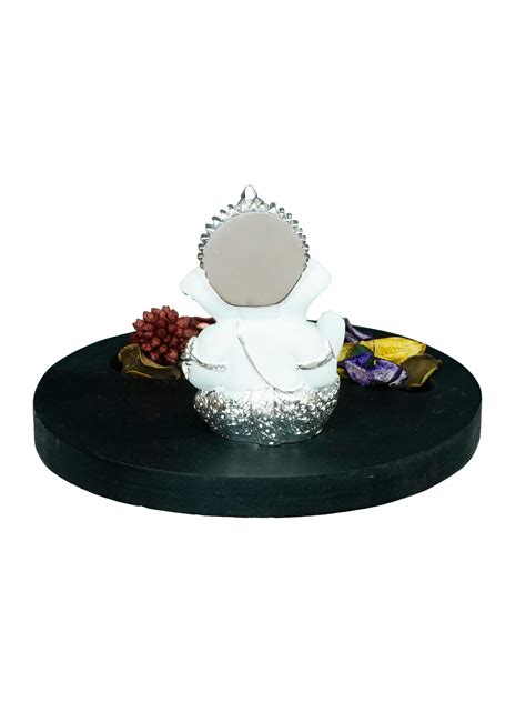 Silver Plated White Siddhivinayaka Ganesha Decorative Showpiece with ...