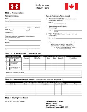 Under Armour Return Form Pdf - Fill and Sign Printable Template Online