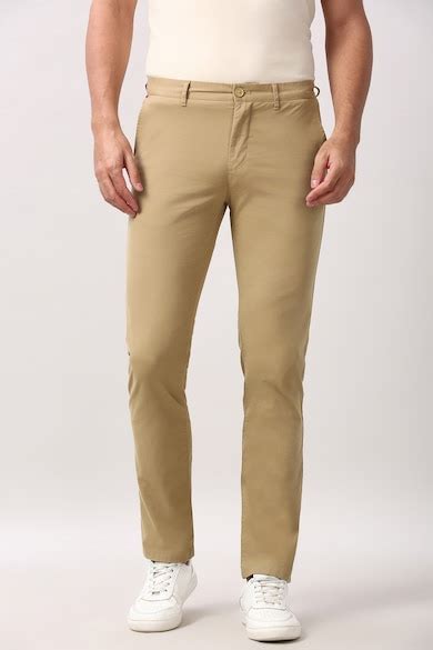Buy Men Beige Solid Super Slim Fit Casual Trousers Online - 40015489 ...