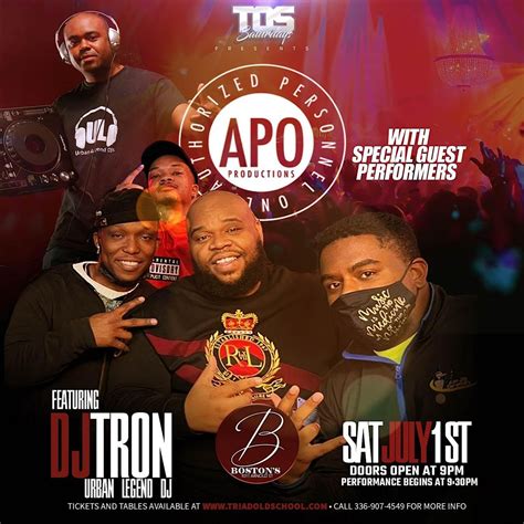 TOS SATURDAYS f/ A.P.O. & SPECIAL GUESTS, DJ TRON (ATL - URBAN LEGENDS ...