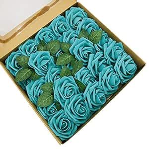Buy zorpia 25pcs Artificial Roses Flowers Real Looking Fake Roses ...