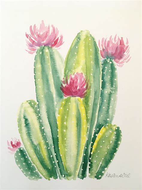 IMPRESIÓN de acuarela de cactus - Etsy España | Cactus paintings ...