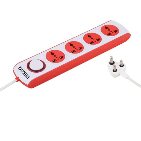 DEKOQ 4 Universal Socket and 1 Switch 6 Amp Power Extension Board 240 ...