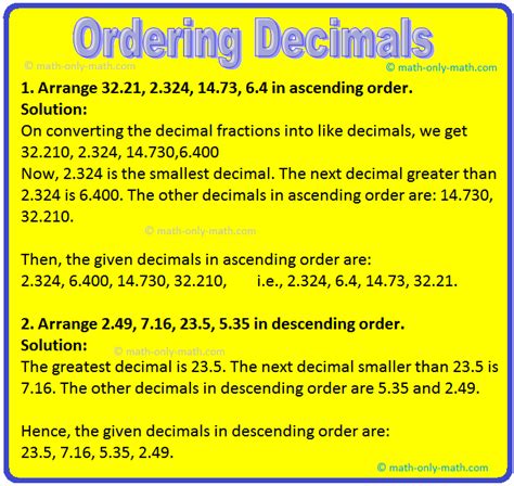Image result for Ordering Decimal Numbers