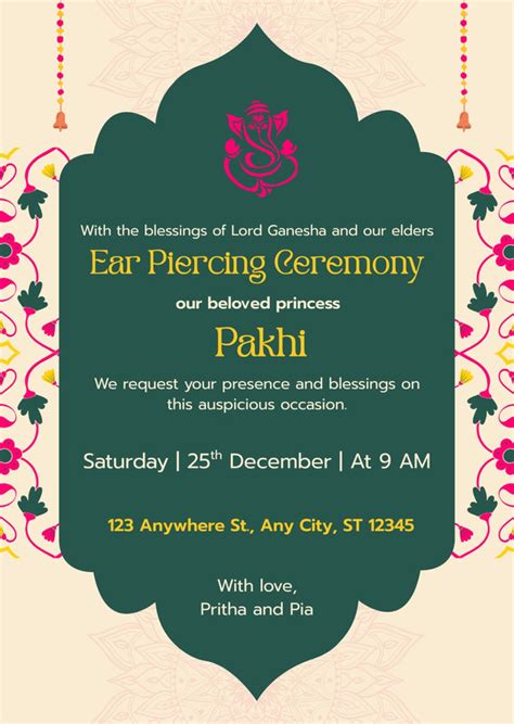 Explore Ear Piercing Ceremony Invitation Templates | Canva
