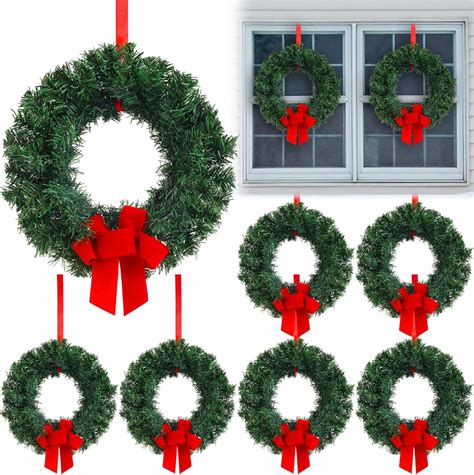 Amazon.com: Dingion 6 Pcs Christmas Wreath for Windows 11.8 Inch ...