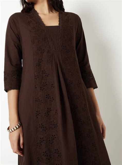Buy Women Schiffli Panelled A line Kurta Online at just Rs. 999.0 ...