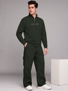 TRIPR Men Solid Dark Green Night Suit Set Price in India - Buy TRIPR ...
