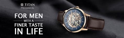 Titan Men Leather Mechanical Analog Champagne Dial Watch 90110Sl02 ...