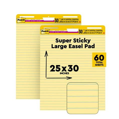 Post-it Easel Pad, 25 x 30-Inches Sheets, Yellow Paper with Lines, 30 ...