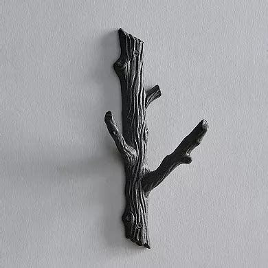 Brown Cast Iron Dual Tree Branch Wall Mount Coat Hooks (set Of 2)