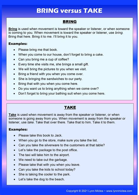 WRITING TIPS, TOOLS, AND TIDBITS!: Bring versus Take | Writers Unite!