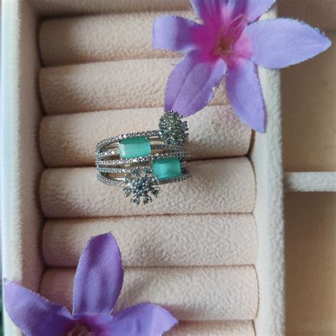 CZ Green Adjustable Cocktail Ring – Miomorfia Designer Jewels