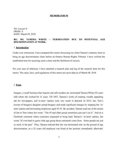 Sample Legal Memo To Senior Partner at Jessica Nicosia blog