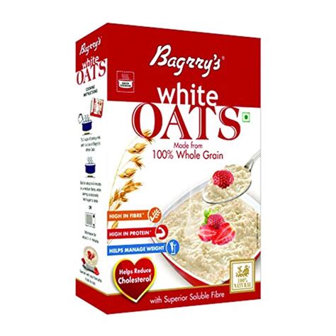 Bagrry's White Oats 500gm Box | Natural Whole Grain | High Soluble ...
