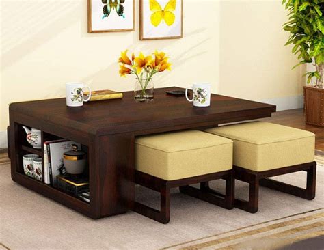 BAJOUM Sheesham Wood Center Table for Living Room/Coffee Table with 4 ...