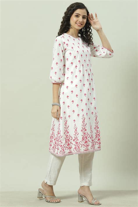 Fuschia Cotton Straight Kurta