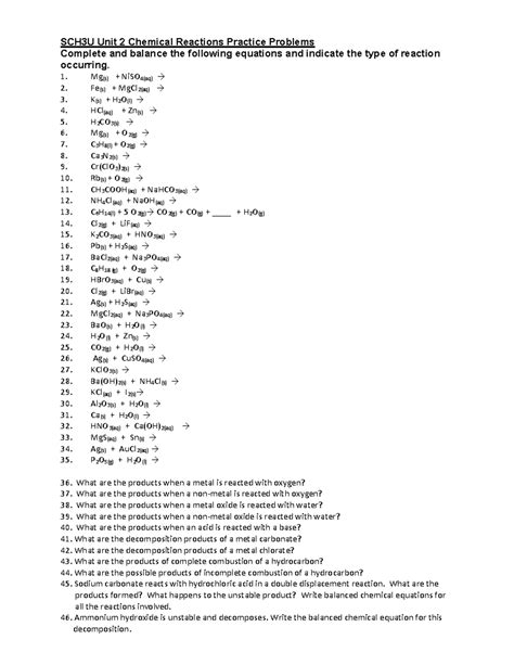 Image result for Reactions Practice Problems
