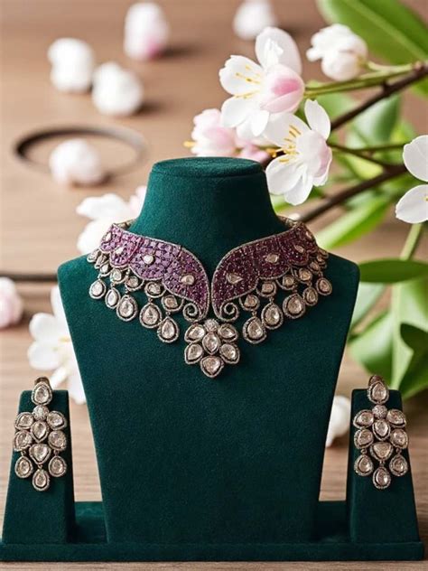 Ruby Stone Choker Buy Ruby Stone Choker Necklace Set Online - Ishhaara Set