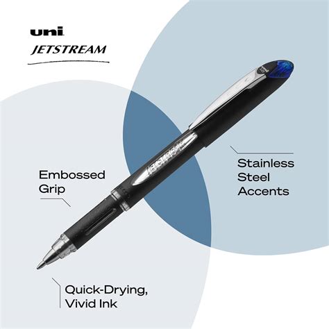 Uniball Jetstream Ballpoint Pens, Bold Point (1.0mm), Blue, 12 Count ...
