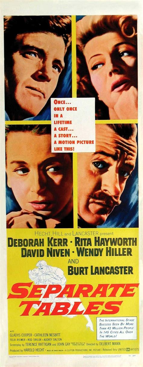 Separate Tables (1958) **** | Old movie posters, Classic movie posters ...