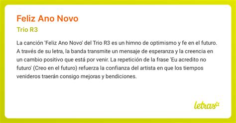 Significado de la canción FELIZ ANO NOVO (Trio R3) - LETRAS.COM
