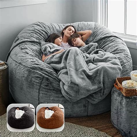 Relax Love Soft Fluffy 5FT Bean Bag Chair Cover for Living Room India ...