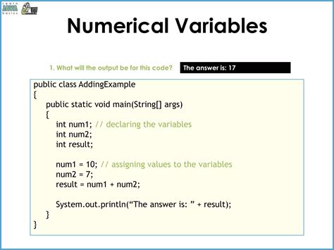 Creating and Changing Variables in Java 的图像结果