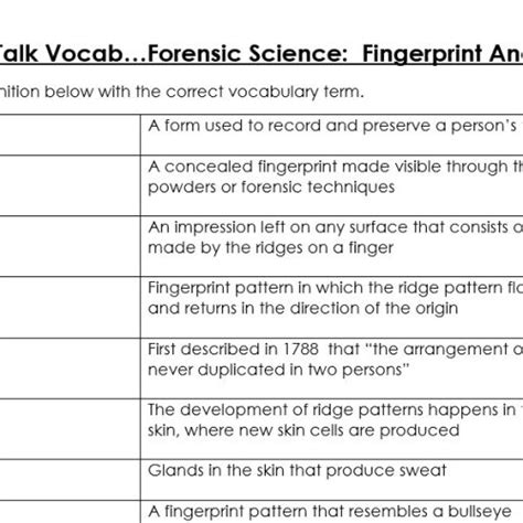 Image result for Fingerprint Patterns Worksheet