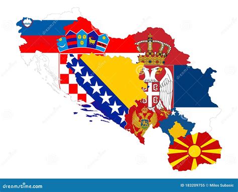 Map of Former Yugoslavia Countries with National Flag Stock Vector ...