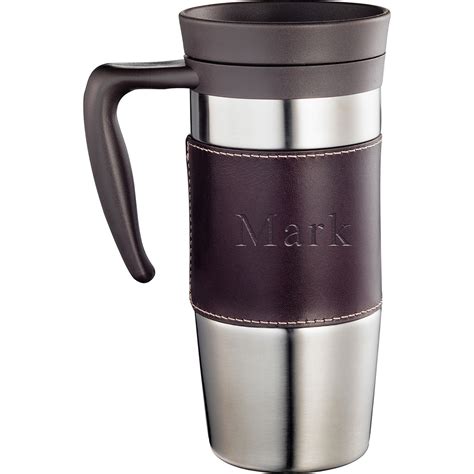 Personalized Stainless Steel Leather Travel Mug*: HansonEllis.com