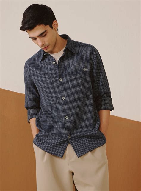 Buy Jet Navy Cotton Grindle Overshirt | Semi Casual Navy Structure ...