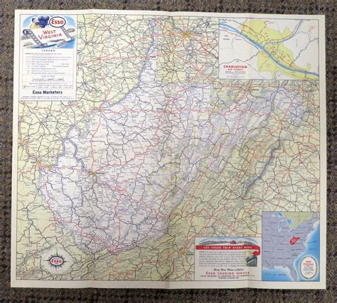 Vintage 1946 West Virginia Road Map -- Esso Marketers | #4644504667