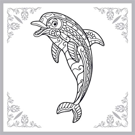 Hand getrokken zentangle dolfijn | Premium Vector