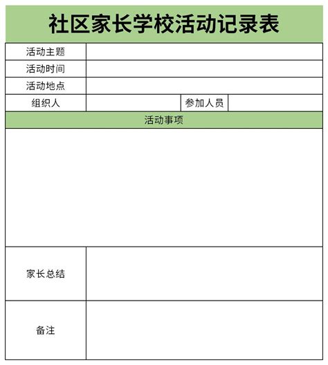 社区家长学校活动记录表excel格式下载-华军软件园