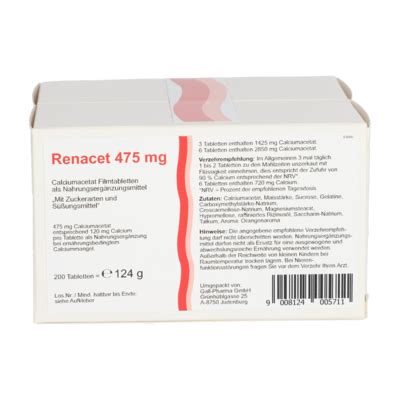 Renacet calcium acetate 475 mg tablets [1847307]-Gall-Pharma GmbH ...