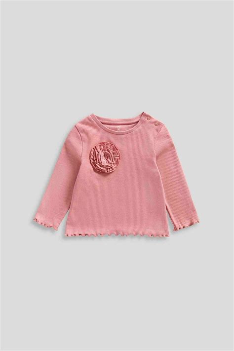 Mothercare Girls Nature's Blossom Rib Long - Sleeved T-Shirt - Pink