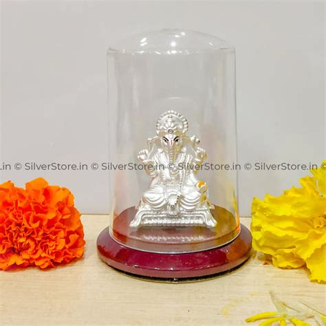 Buy Pure Silver Ganesh Idols Online at Best Price With Acrylic Gift Box ...