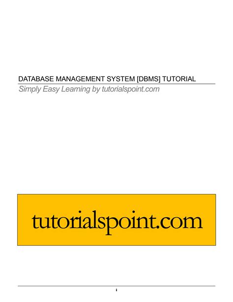 Image result for Database Tutorials Point PDF