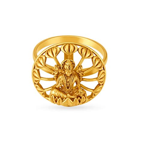 Shimmering Goddess Laxmi Gold Finger Ring