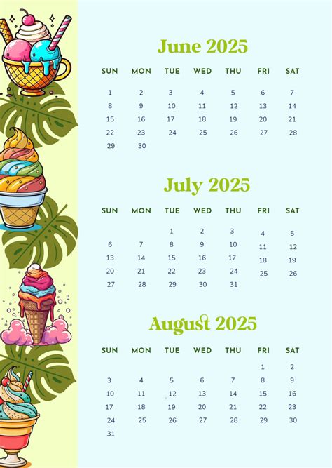 Summer Planner Calendar 2025 Free