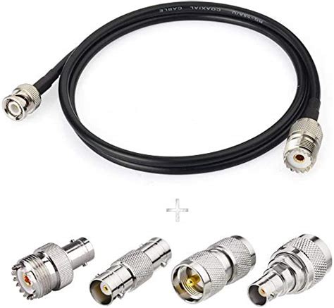 Superbat BNC Male to SO239 RF Coaxial Coax Cable 3ft + 4pcs Adapter Kit ...