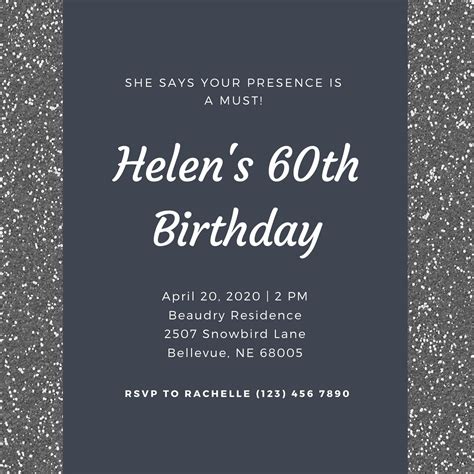 Free, printable custom 60th birthday invitation templates | Canva